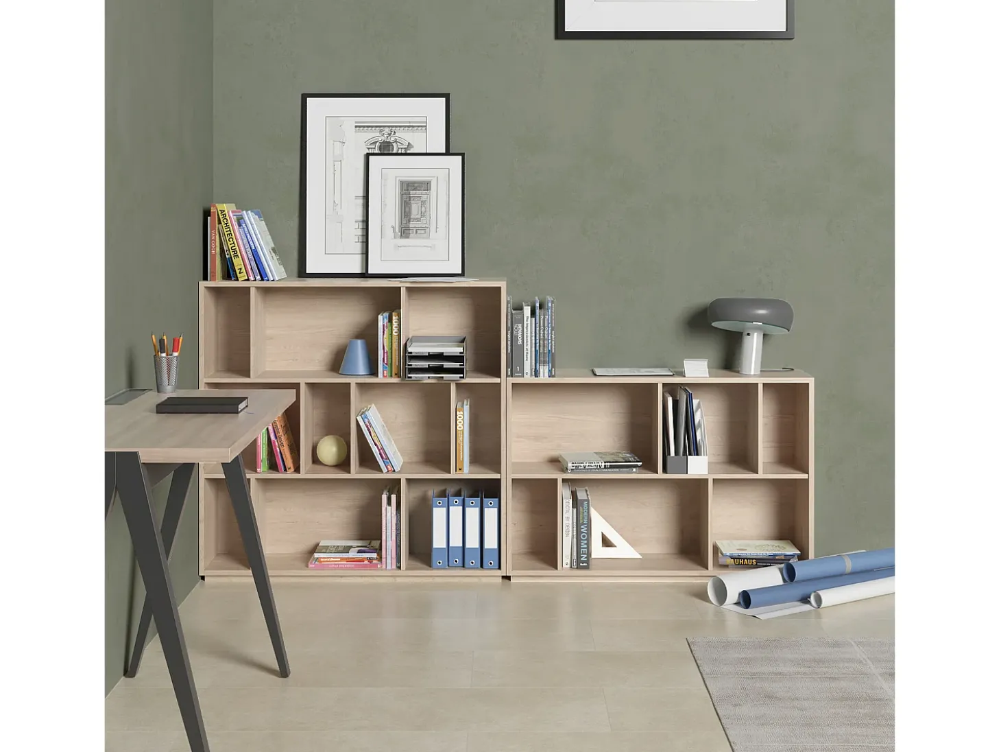 Biblioteca 2 prateleiras - A80cm x C119cm x P32cm carvalho - Nack