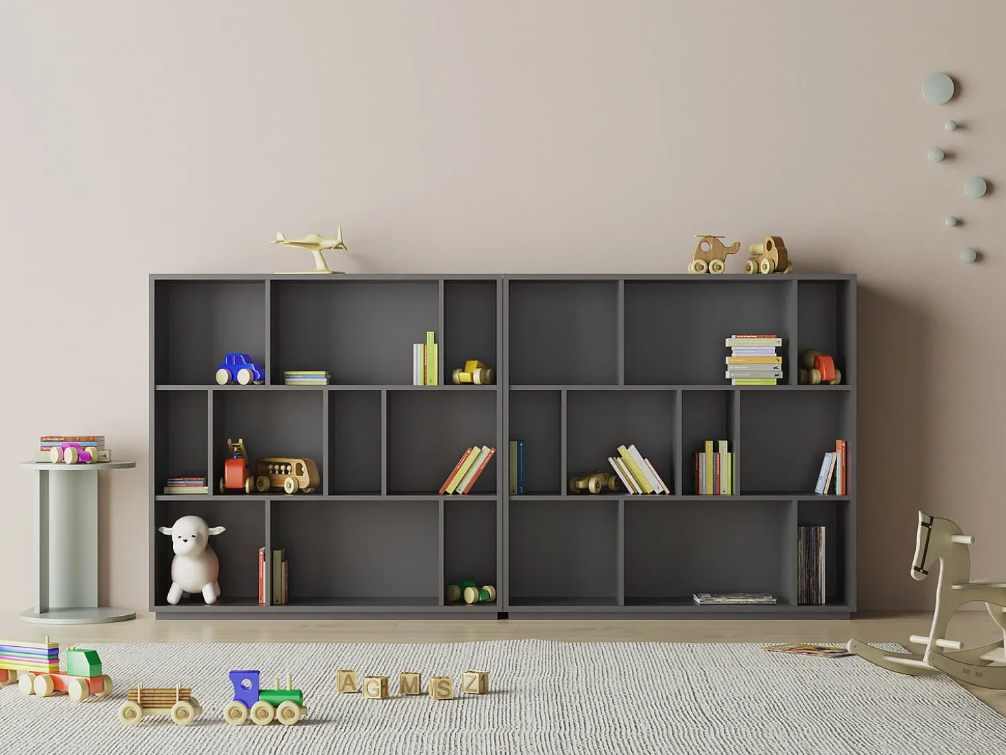 Biblioteca 3 prateleiras - A117cm x C119cm x P32cm antracite - Nack