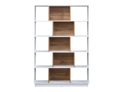 Biblioteca com 15 nichos - Branco e Natural - DALENOR