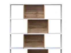 Biblioteca com 15 nichos - Branco e Natural - DALENOR