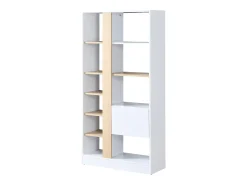 Biblioteca com 1 porta e 7 prateleiras natural e branco - CALENIA