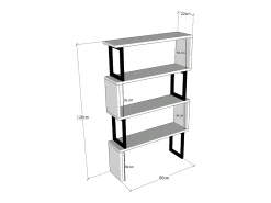 Biblioteca com 3 prateleiras em metal natural claro e preto - ROVENI