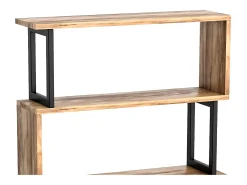 Biblioteca com 3 prateleiras em metal natural claro e preto - ROVENI