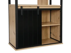 Biblioteca com arrumação e 1 porta de correr MDF natural e preto - YALENA