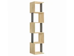 Biblioteca Dadjapon, Estante de escritório, Porta-livros móvel, Biblioteca, 35x30h161 cm, Carvalho e Antracite