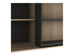 Biblioteca de correr com 18 nichos natural e antracite PRALI