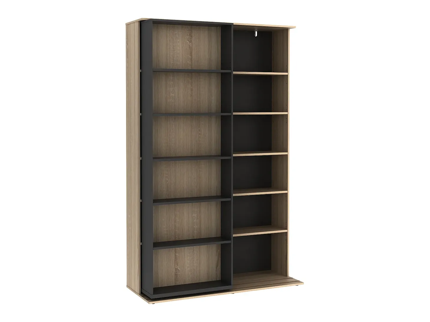 Biblioteca de correr com 18 nichos natural e antracite PRALI