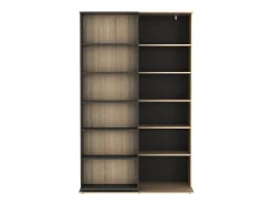 Biblioteca de correr com 18 nichos natural e antracite PRALI