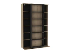 Biblioteca de correr com 18 nichos natural e antracite PRALI