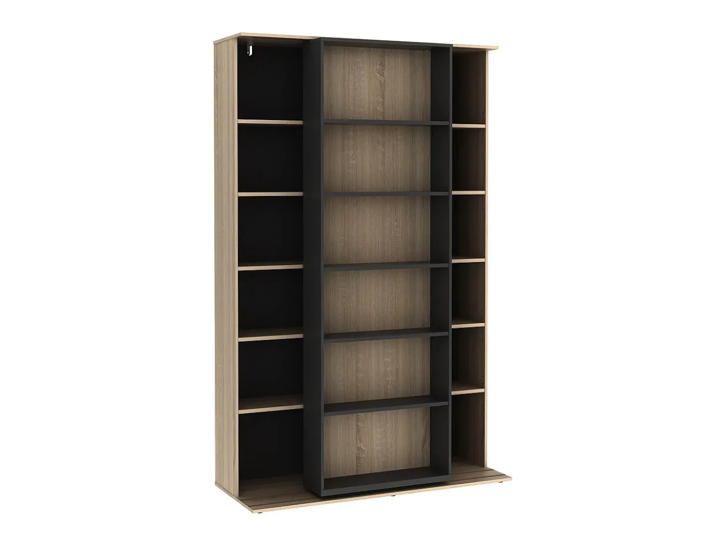 Biblioteca de correr com 18 nichos natural e antracite PRALI
