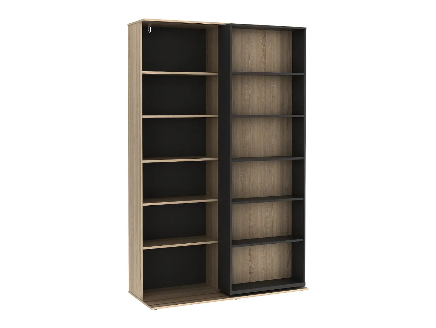 Biblioteca de correr com 18 nichos natural e antracite PRALI