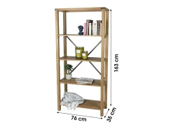 Biblioteca de escritório com cruzetas de metal 76x35xH163cm