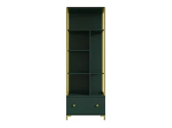 Biblioteca design com muitos compartimentos na cor verde e dourado, coleção DOUGLAS.