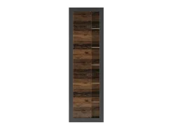 Biblioteca Design Com Uma Porta e Nichos Aparentes nas Cores Carvalho e Preto Fosco Coleção Onyxia