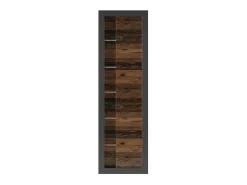 Biblioteca Design Com Uma Porta e Nichos Aparentes nas Cores Carvalho e Preto Fosco Coleção Onyxia