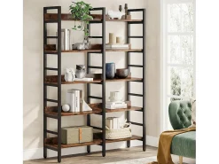 Biblioteca, Estante de Escritório com 5 Níveis, Estante em Pés, Biblioteca Aberta, Grande, Estilo Industrial, 180 x 80 x 30 cm