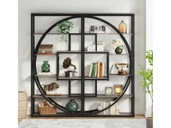 Biblioteca Industrial de 5 Níveis, Biblioteca com 180 cm de Altura com 8 Prateleiras de Armazenamento Abertas