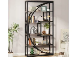 Biblioteca Industrial de 5 Níveis, Biblioteca com 180 cm de Altura com 8 Prateleiras de Armazenamento Abertas