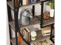 Biblioteca Industrial de 5 Níveis, Biblioteca com 180 cm de Altura com 8 Prateleiras de Armazenamento Abertas