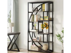 Biblioteca Industrial de 5 Níveis, Biblioteca com 180 cm de Altura com 8 Prateleiras de Armazenamento Abertas