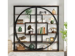 Biblioteca Industrial de 5 Níveis, Biblioteca com 180 cm de Altura com 8 Prateleiras de Armazenamento Abertas