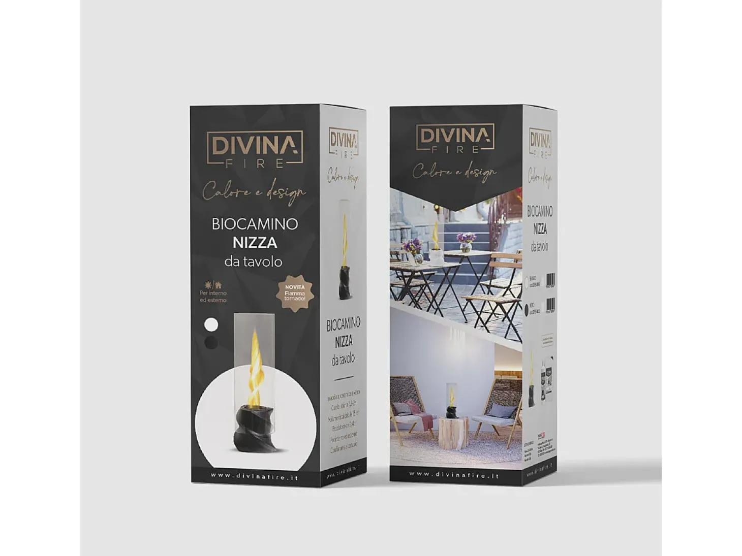 Biolareira de mesa a bioetanol NIZZA Preto D14,5 x H46,5 interno externo
