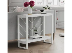 Brielle | Mesa de Consola com 1 Prateleira em Marbel Look Branco