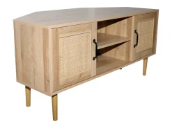 Buffet Artic em madeira clara com portas de efeito de cana e nichos - Estilo Contemporâneo - 115 cm