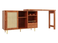 Buffet, Móveis de Bar Rotativo Extensível - MDF - Com Armazenamento Diversos - Castanho