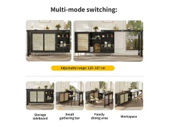Buffet, móvel de bar giratório extensível - em MDF - com diversos armazenamentos - Preto