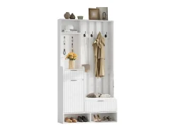 Cabide 6 em 1 - 100 x 30 x 180 cm - com 8 ganchos + sapateira + gavetas - aglomerado - branco