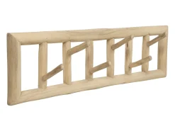 Cabide 6 ganchos em madeira de teca - C70 x L11 x A20 cm - Cor: natural - LIPALIA