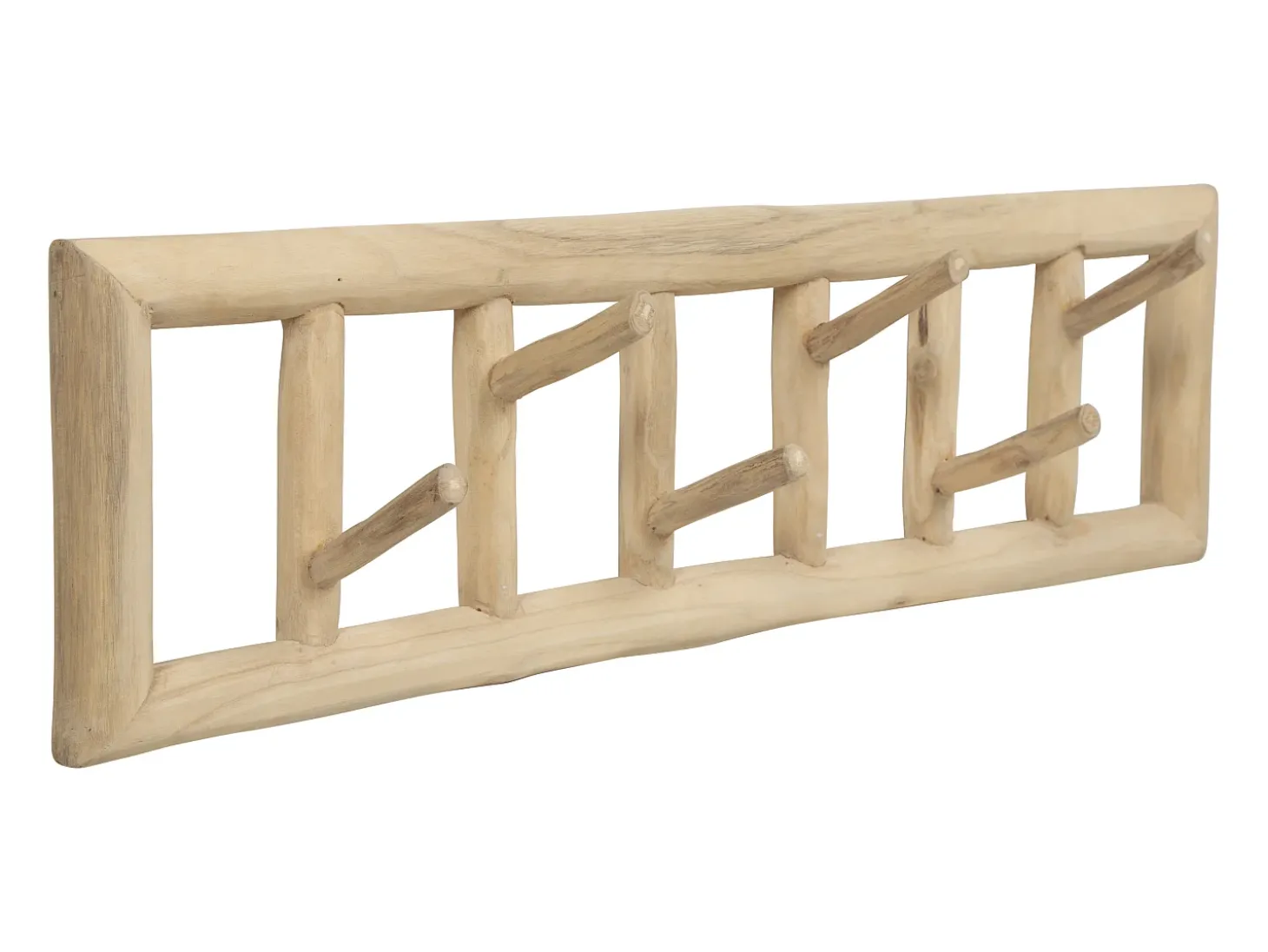 Cabide 6 ganchos em madeira de teca - C70 x L11 x A20 cm - Cor: natural - LIPALIA