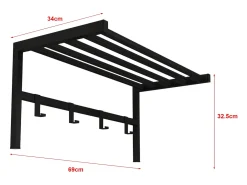 Cabide com 4 ganchos 325 x 69 x 34 cm preto 03_0008184