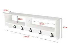 Cabide com 15 ganchos 120 x 22 x 37 cm branco 03_0008186