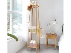 Cabide de designer com 3 prateleiras e 8 ganchos, cabideiro sólido, cabideiro para entrada, 39x39x169cm