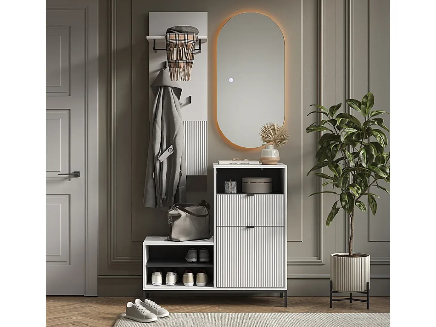 Cabide de parede branco 43x27x120 eliza