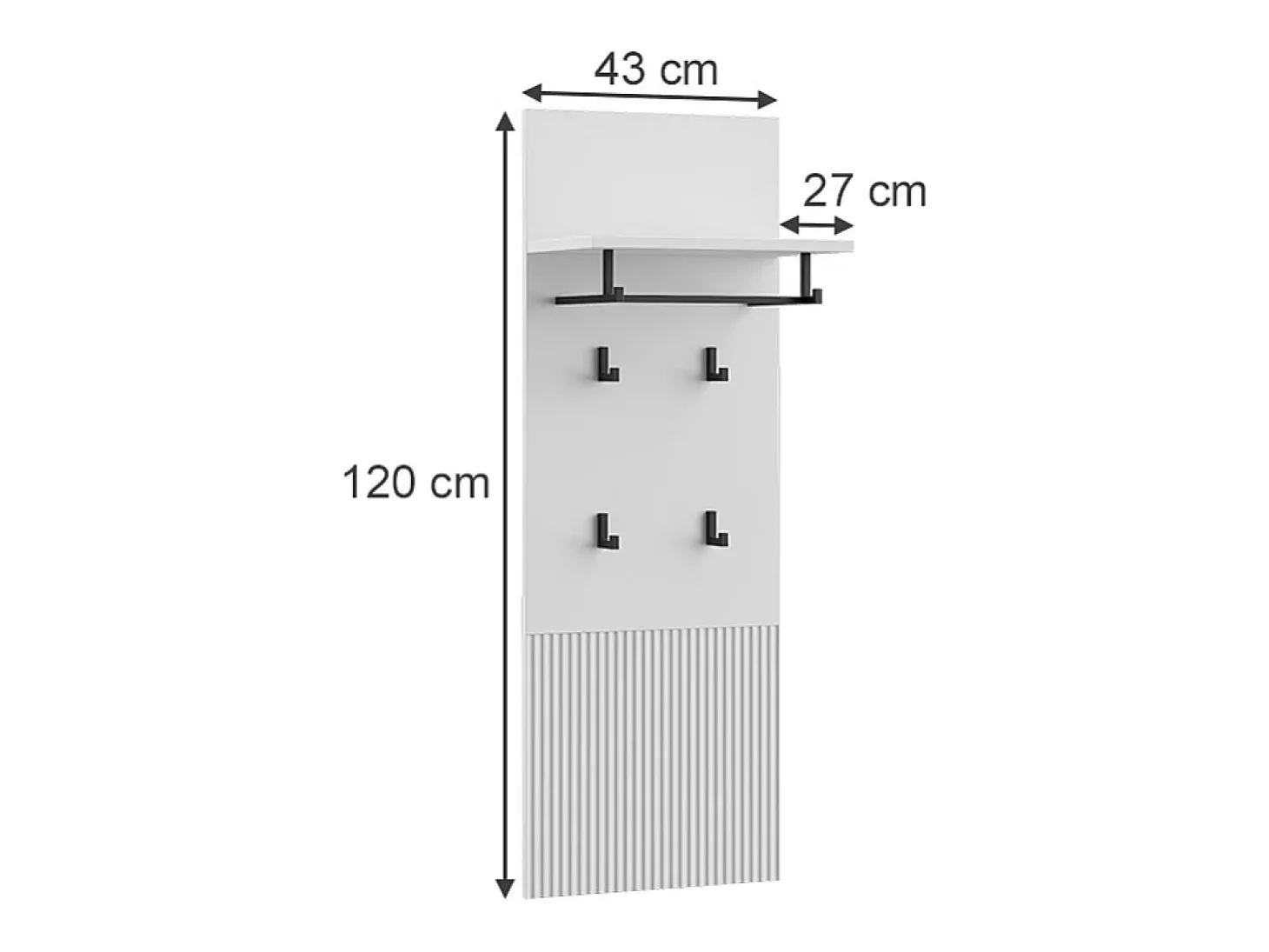 Cabide de parede branco 43x27x120 eliza
