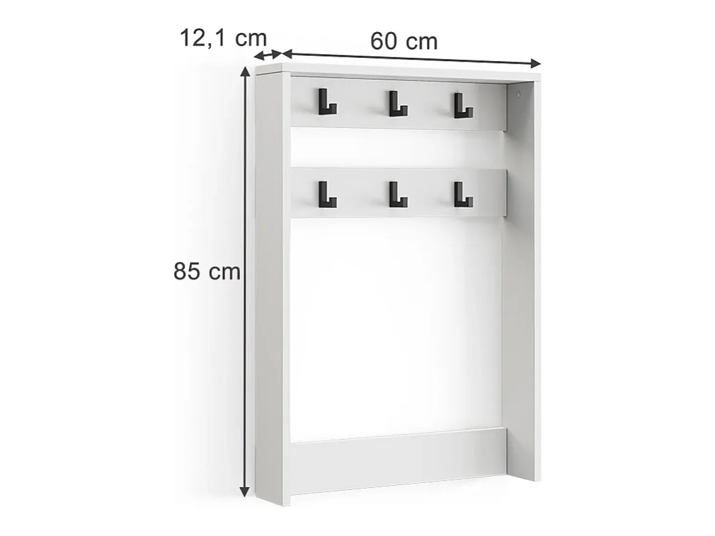 Cabide de parede branco 60x12.1x85 eliza