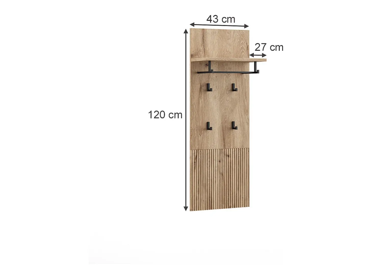 Cabide de parede carvalho viking 43x27x120 eliza