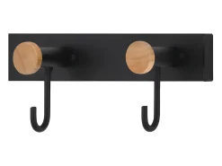 Cabide de parede com 5 ganchos - metal - preto - VEDIA