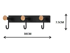 Cabide de parede com 3 ganchos - metal - preto - VEDIA