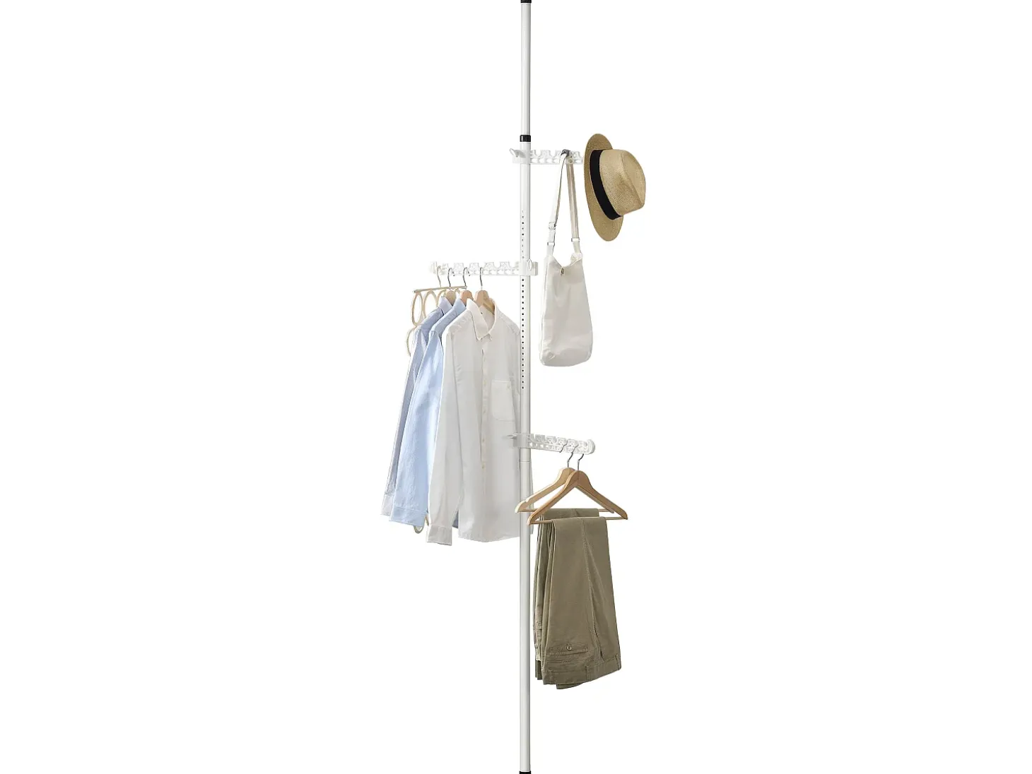 Cabide telescópico com altura ajustável 110 - 305 cm branco 03_0003506
