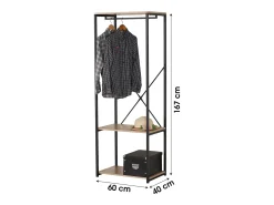 Cabideiro / guarda-roupa aberto com prateleira e cabide - 60x40x167cm