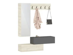 Cabideiro haaus Diego, Carvalho Branco/Antracite, 140 x 28 x 180 cm