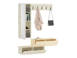 Cabideiro haaus Diego, Carvalho Branco/Creme Acetinado, 140 x 28 x 180 cm
