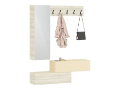 Cabideiro haaus Diego, Carvalho Branco/Creme Acetinado, 140 x 28 x 180 cm