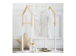 Cabideiro Infantil Casa 3 Barras Branco-Carvalho 60 cm