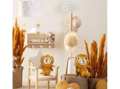 Cabideiro infantil em forma de nuvem, 35 cm, melamina, branco e design em carvalho