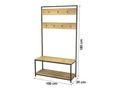 Cabideiro Rústico com Prateleiras para Sapatos - Coleção OAKLANDER 100x39xH180 cm